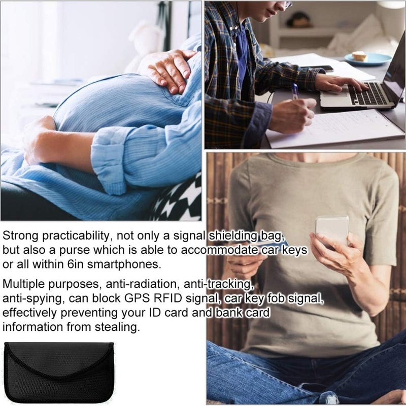 woobles Signal Blocking Bag for Cell Phone and Car Key Fob Double Layer Anti-Theft Anti-Tracking GPS RFID Signal Blocker Pouch(Black) - Image 4